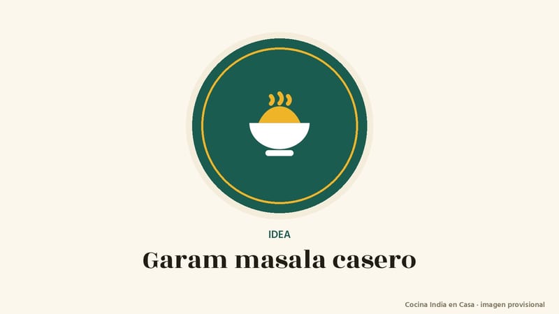 Garam masala casero: imagen provisional con el cuenco del logo de Cocina India en Casa