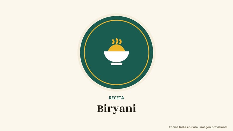 Biryani: imagen provisional con el cuenco del logo de Cocina India en Casa