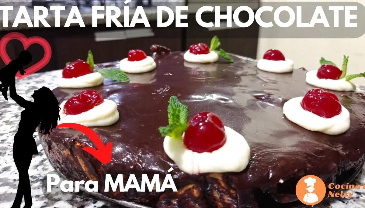 Tarta de Chocolate con base de Galleta Sin Horno Pocos Ingredientes
